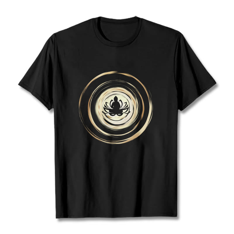 Soft Cotton Crew Neck Lotus Buddha Meditation Tee