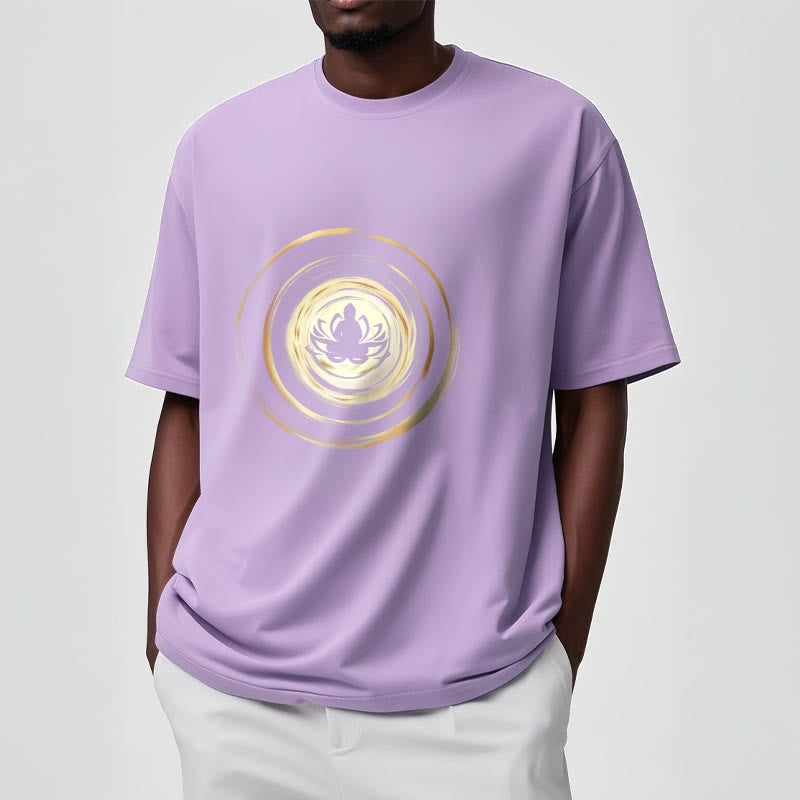 Soft Cotton Crew Neck Lotus Buddha Meditation Tee