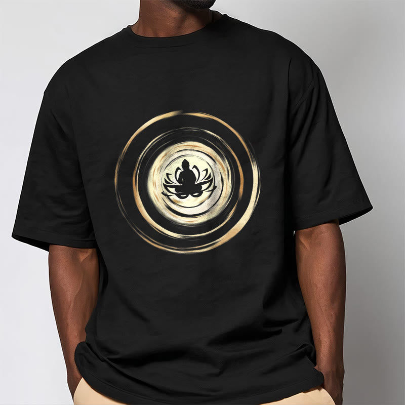 Soft Cotton Crew Neck Lotus Buddha Meditation Tee