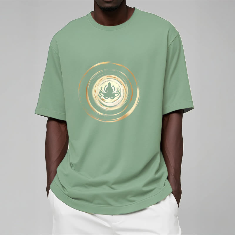 Soft Cotton Crew Neck Lotus Buddha Meditation Tee