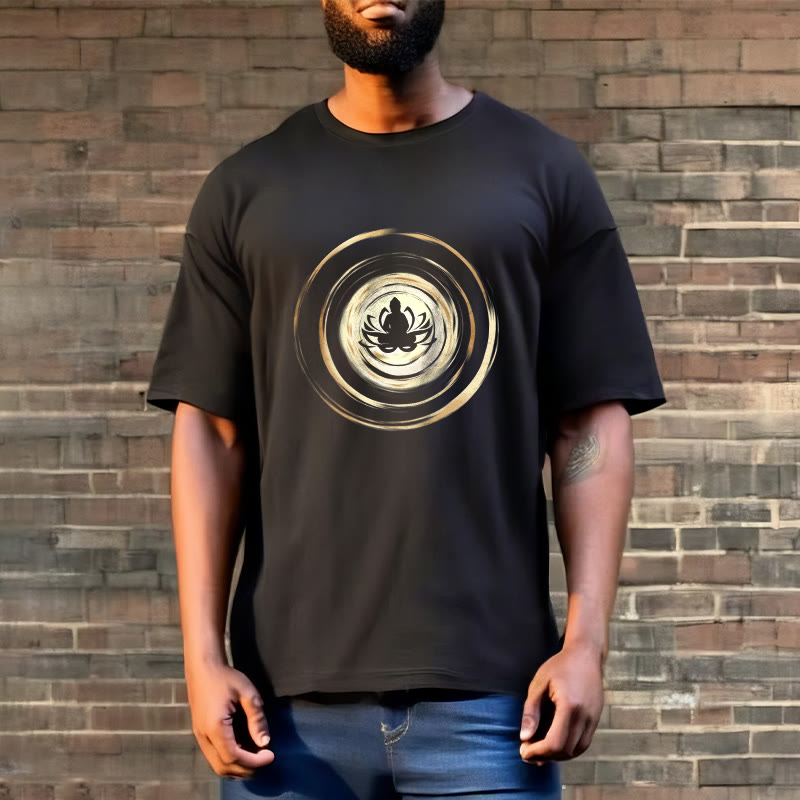 Soft Cotton Crew Neck Lotus Buddha Meditation Tee