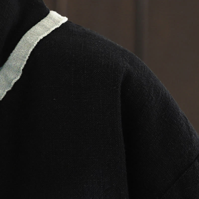 Solid Color Casual Frog-button Turtleneck Cotton Linen Women's Jacket Shirts Clothing