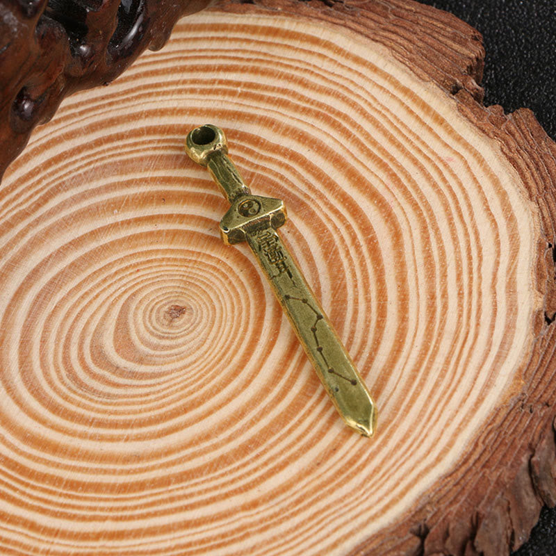 Vintage Yin Yang Copper Brass Sword Balance Necklace Pendant