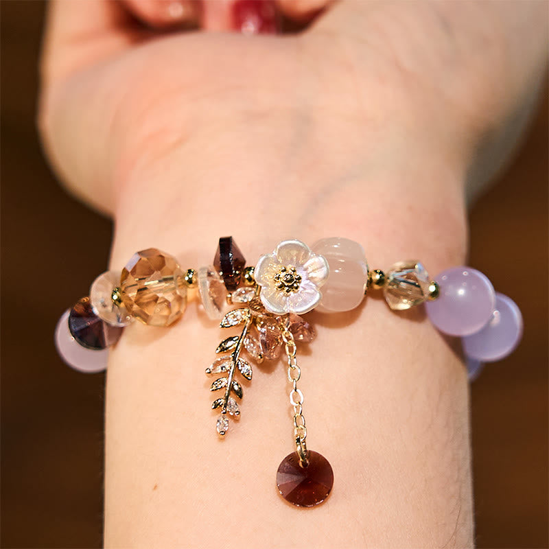 Natural Crystal & Gemstone Healing Bracelet - Amethyst, Sunstone & Aventurine
