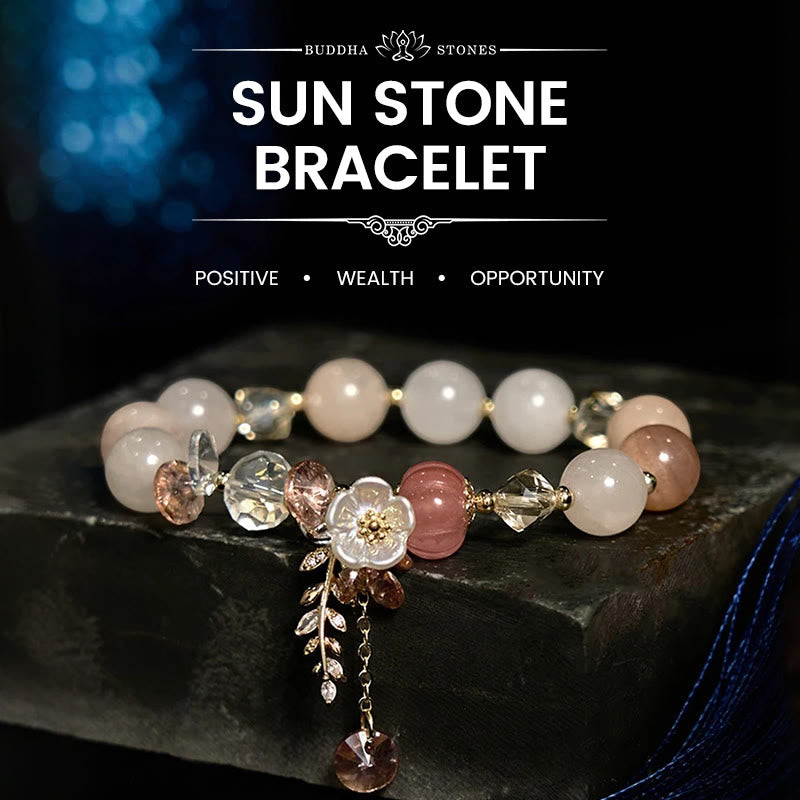 "Wishing You Light and Happiness" Sun Stone Bracelet Includes Gift Message Card