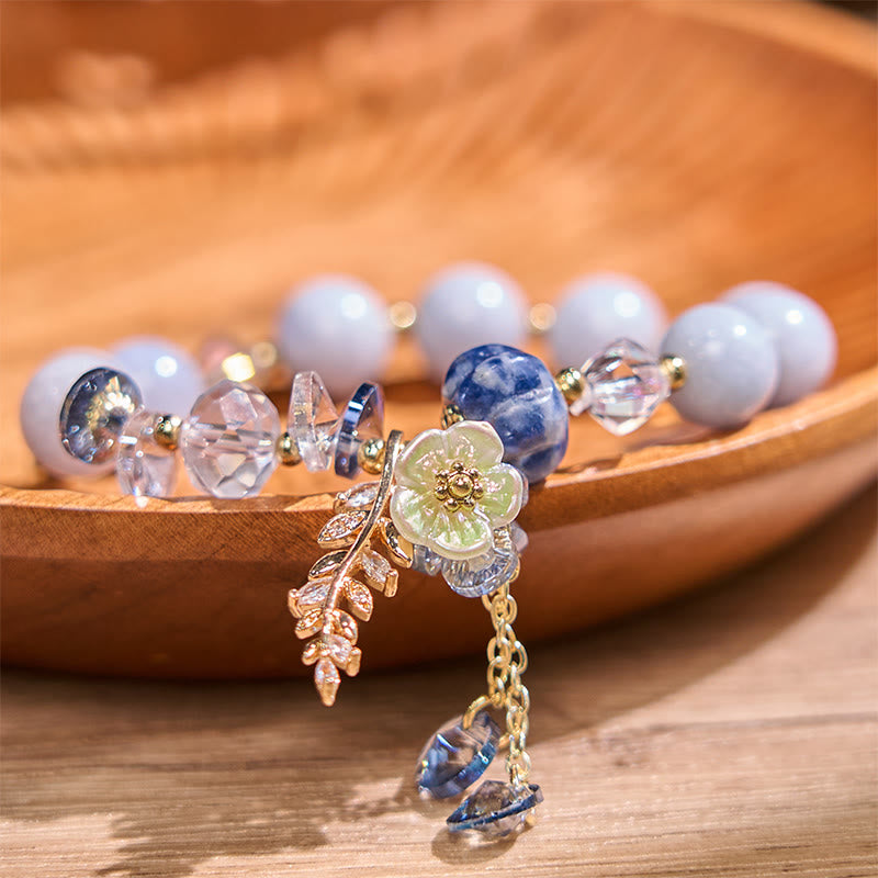 "Sending You Peace and Grace" Blue Crystal Flower Bracelet Includes Gift Message Card