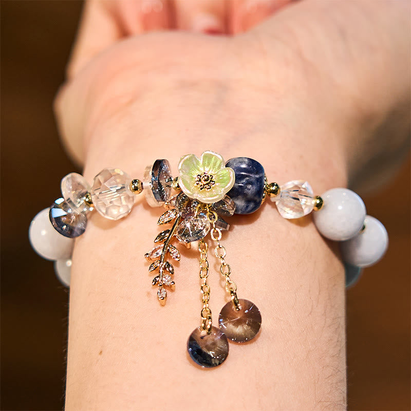 "Sending You Peace and Grace" Blue Crystal Flower Bracelet Includes Gift Message Card