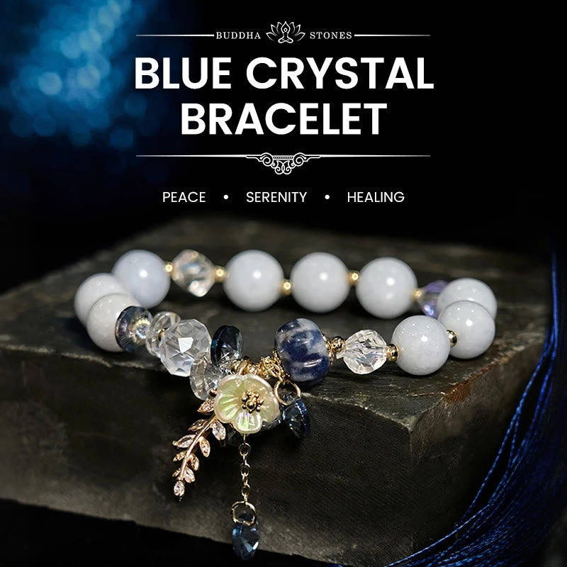 "Sending You Peace and Grace" Blue Crystal Flower Bracelet Includes Gift Message Card