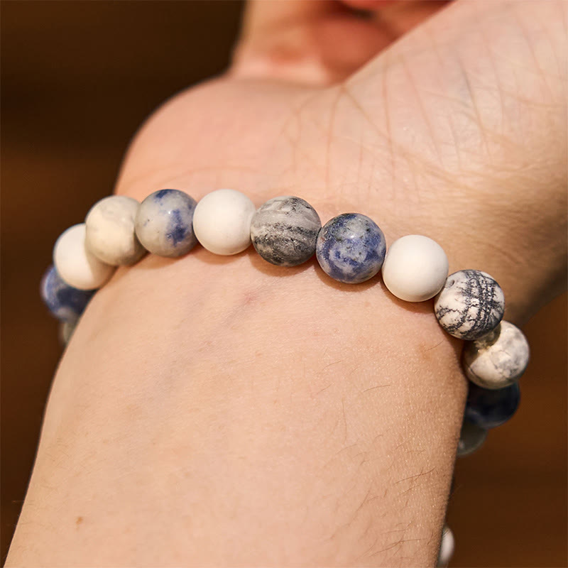 White Turquoise Picasso Jasper Blue Spot Jasper Relaxation Bracelet