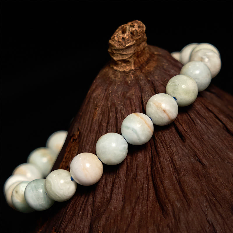 Natural Blue Hemimorphite Round Bead Stretch Bracelet