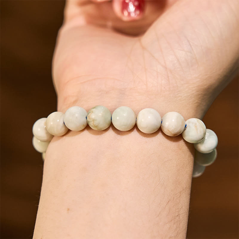 Natural Blue Hemimorphite Round Bead Stretch Bracelet