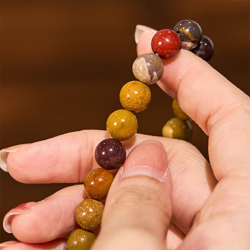 Natural Mookaite Beaded Gemstone Bracelet for Emotional Resilience