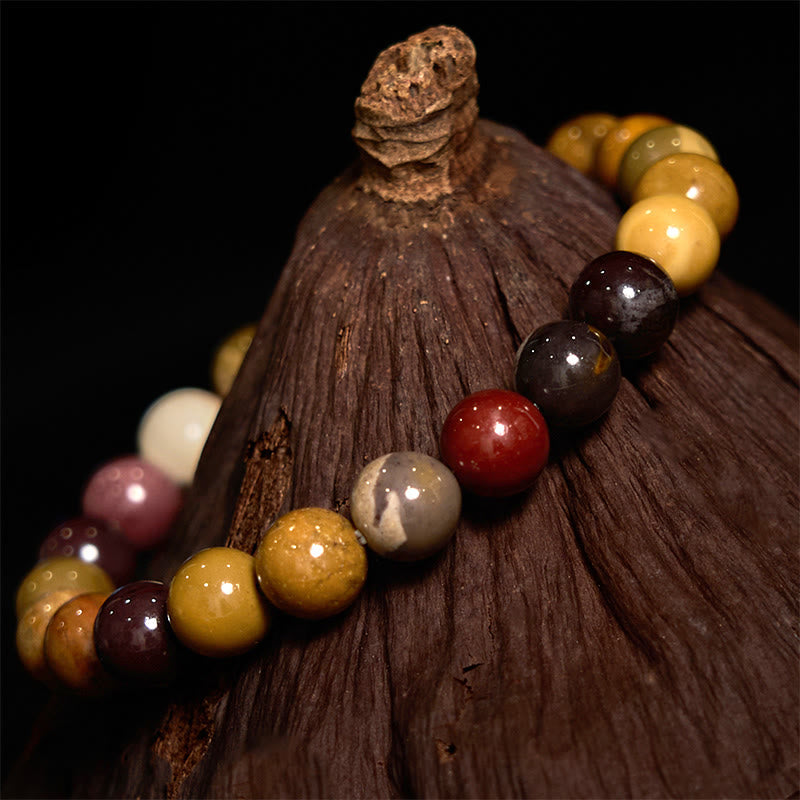 Natural Mookaite Beaded Gemstone Bracelet for Emotional Resilience