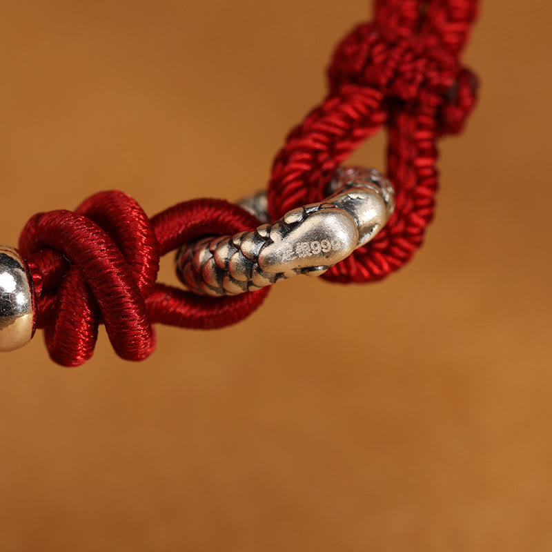 999 Sterling Silver Year Of The Dragon Peace Buckle Luck Bracelet