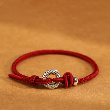 999 Sterling Silver Year Of The Dragon Peace Buckle Luck Bracelet