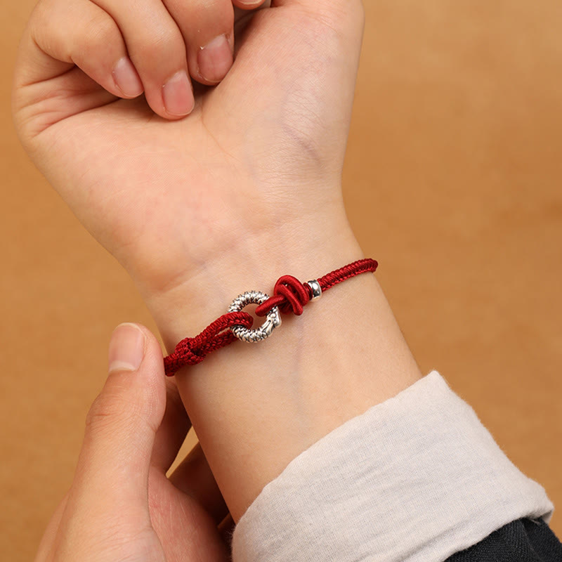999 Sterling Silver Year Of The Dragon Peace Buckle Luck Bracelet