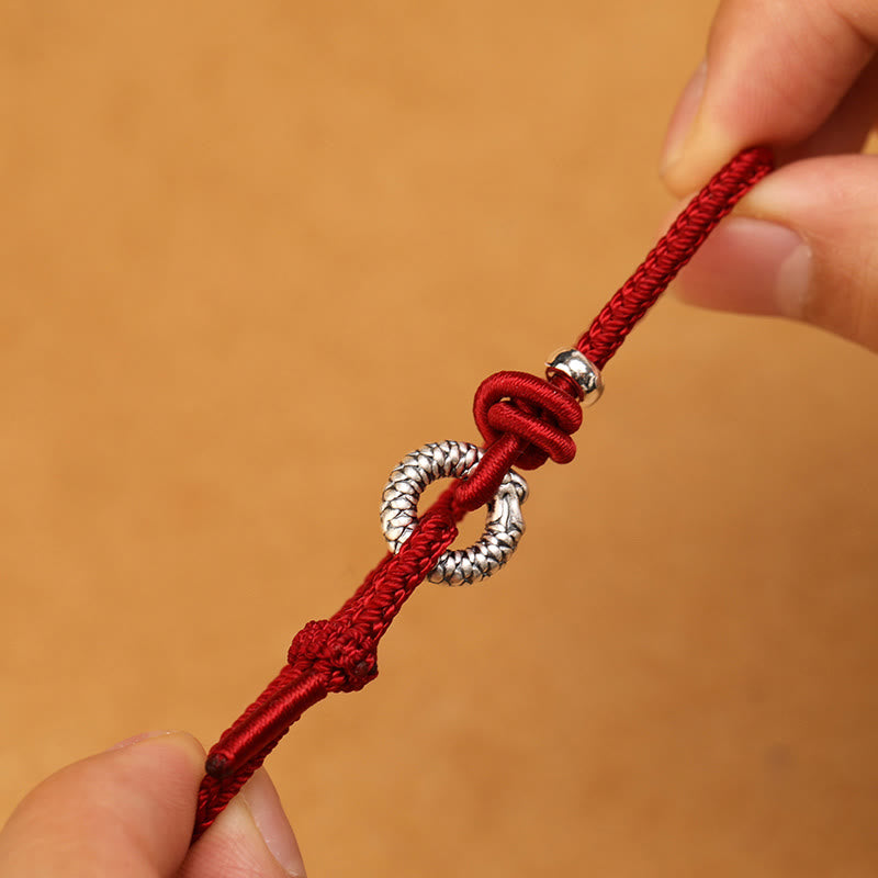 999 Sterling Silver Year Of The Dragon Peace Buckle Luck Bracelet