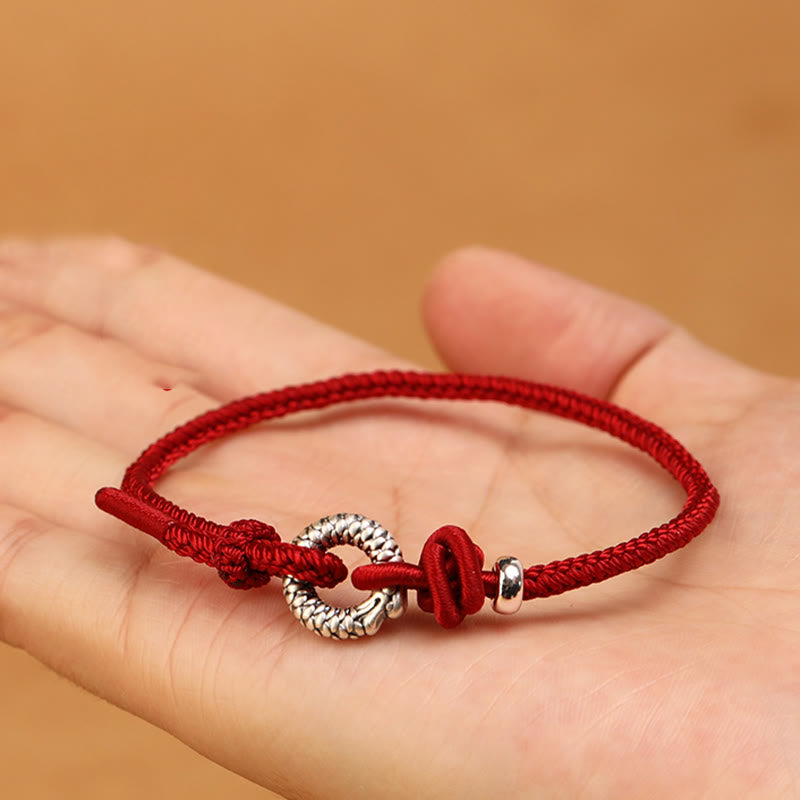 999 Sterling Silver Year Of The Dragon Peace Buckle Luck Bracelet