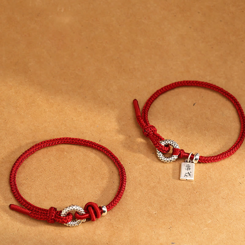 999 Sterling Silver Year Of The Dragon Peace Buckle Luck Bracelet