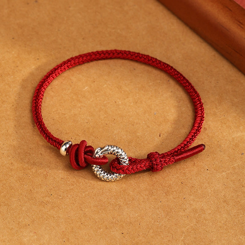999 Sterling Silver Year Of The Dragon Peace Buckle Luck Bracelet