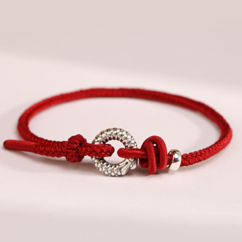 999 Sterling Silver Year Of The Dragon Peace Buckle Luck Bracelet