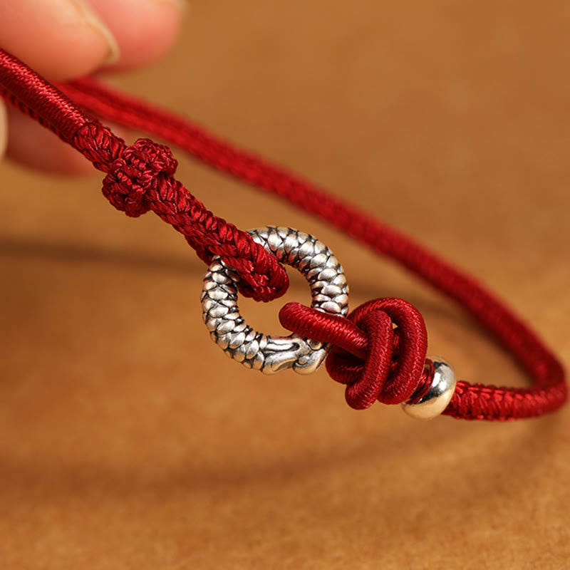 999 Sterling Silver Year Of The Dragon Peace Buckle Luck Bracelet