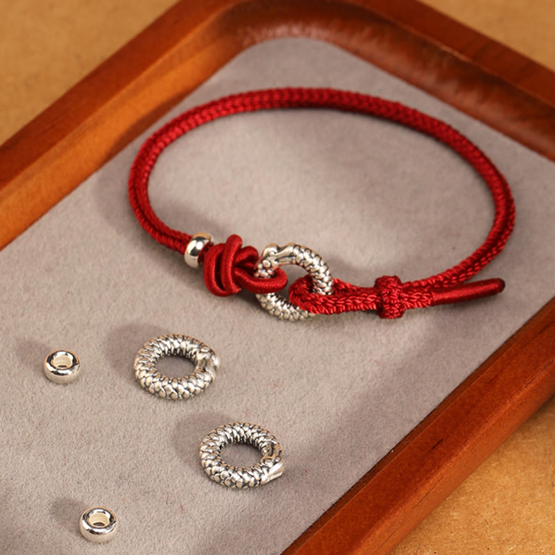 999 Sterling Silver Year Of The Dragon Peace Buckle Luck Bracelet