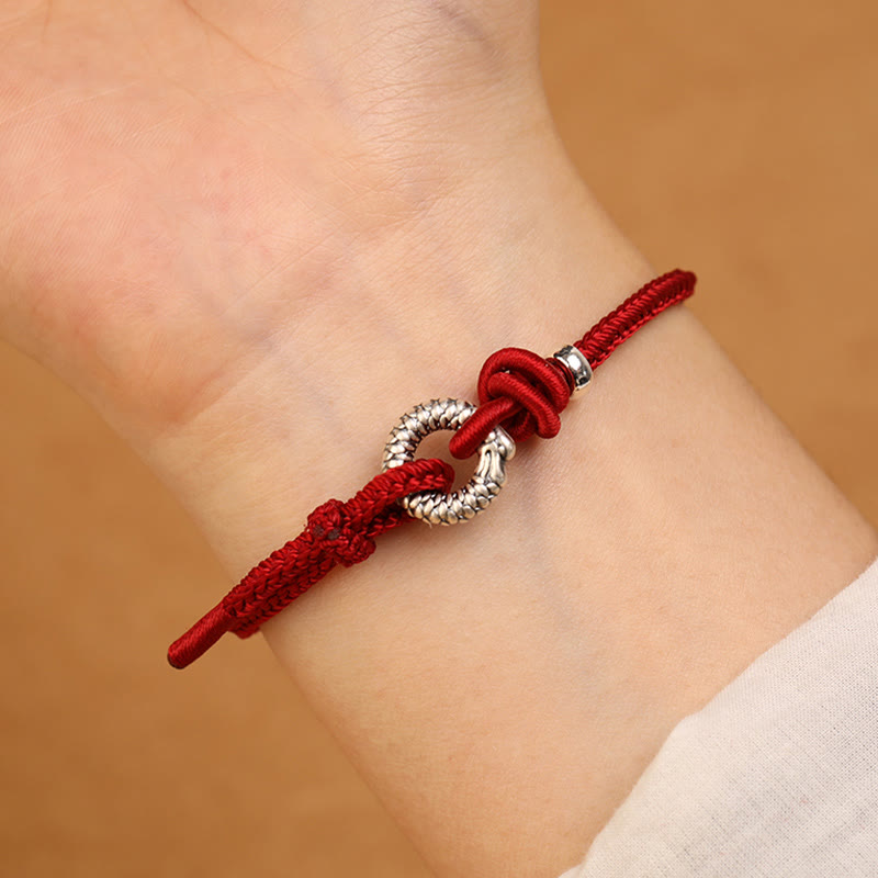 999 Sterling Silver Year Of The Dragon Peace Buckle Luck Bracelet
