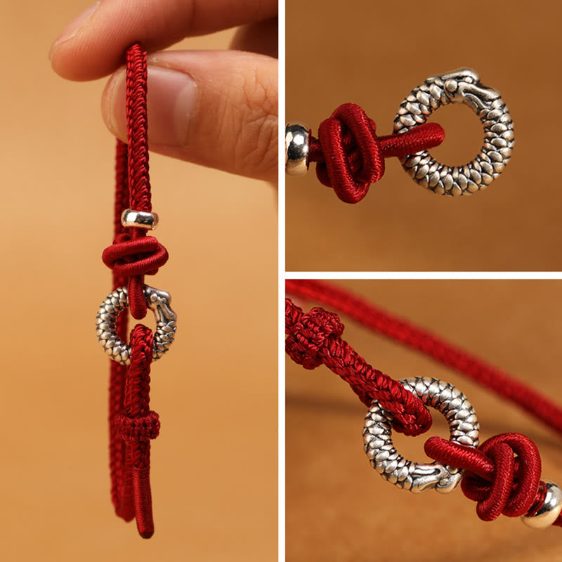 999 Sterling Silver Year Of The Dragon Peace Buckle Luck Bracelet