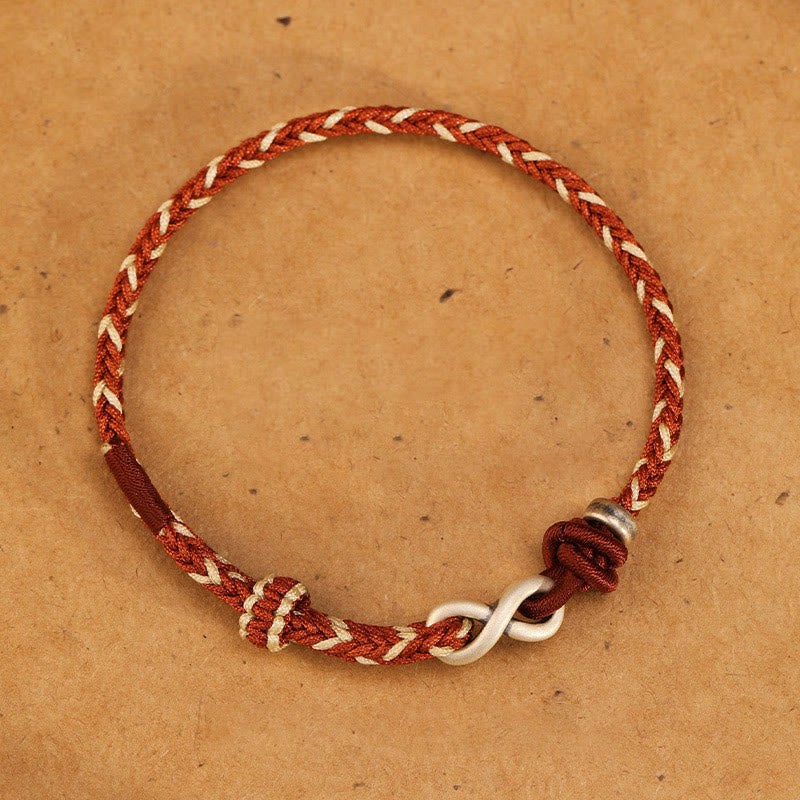 Handmade 999 Sterling Silver Endless Knot Infinity Red Rope Bracelet