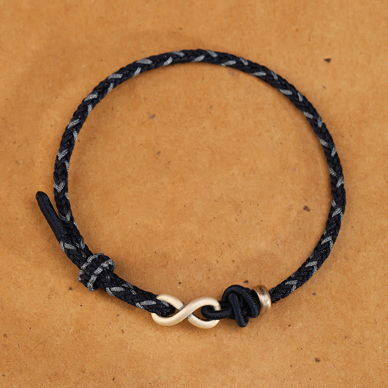 Handmade 999 Sterling Silver Endless Knot Infinity Red Rope Bracelet