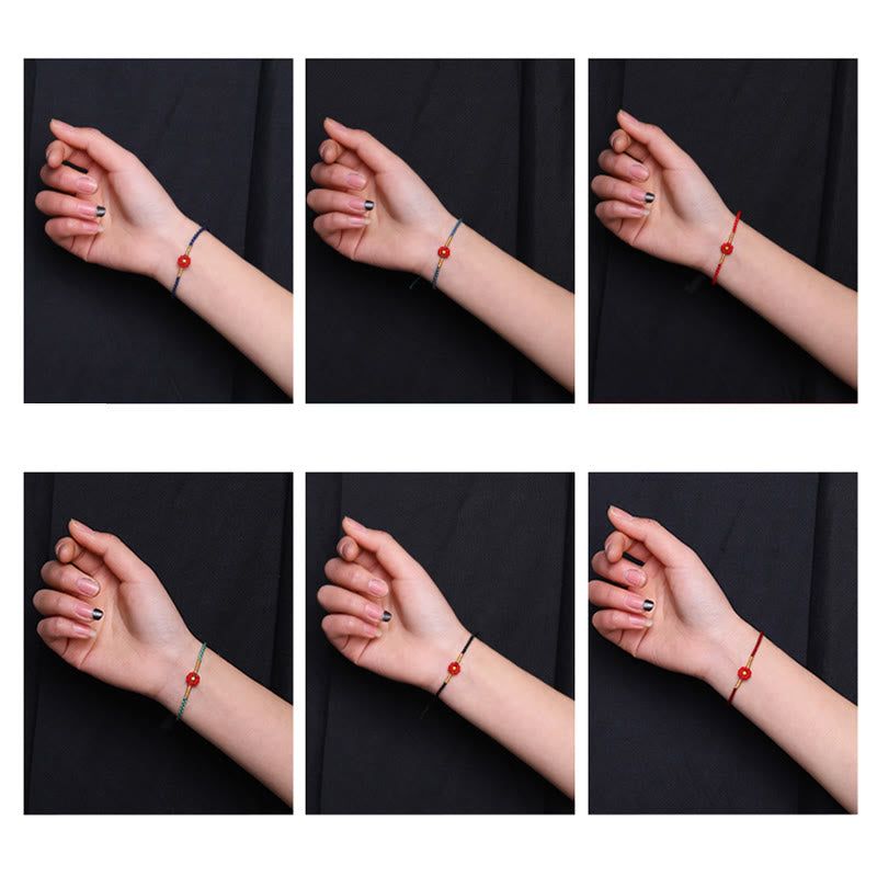 999 Gold Mini Bead Handmade Flower Design Luck Protection Rope Bracelet