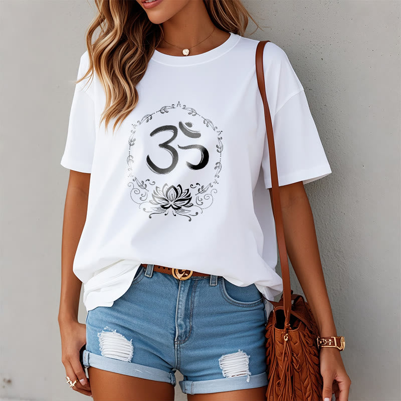 OM Lotus Sketch Cotton Tee T-shirt