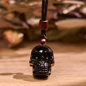 Black Obsidian String Skeleton Fulfilment Necklace Pendant