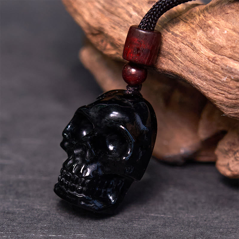 Black Obsidian String Skeleton Fulfilment Necklace Pendant