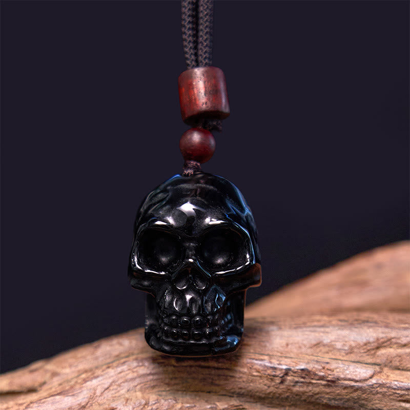 Black Obsidian String Skeleton Fulfilment Necklace Pendant