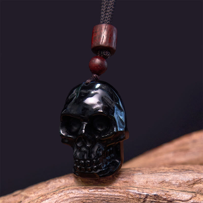 Black Obsidian String Skeleton Fulfilment Necklace Pendant