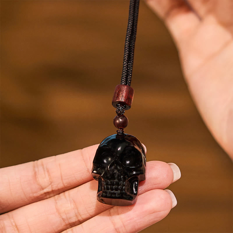 Black Obsidian String Skeleton Fulfilment Necklace Pendant