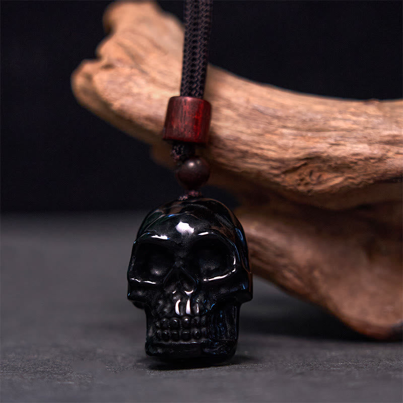 Black Obsidian String Skeleton Fulfilment Necklace Pendant