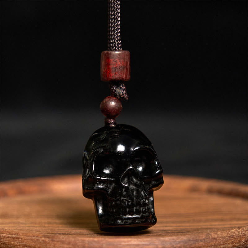 Black Obsidian String Skeleton Fulfilment Necklace Pendant