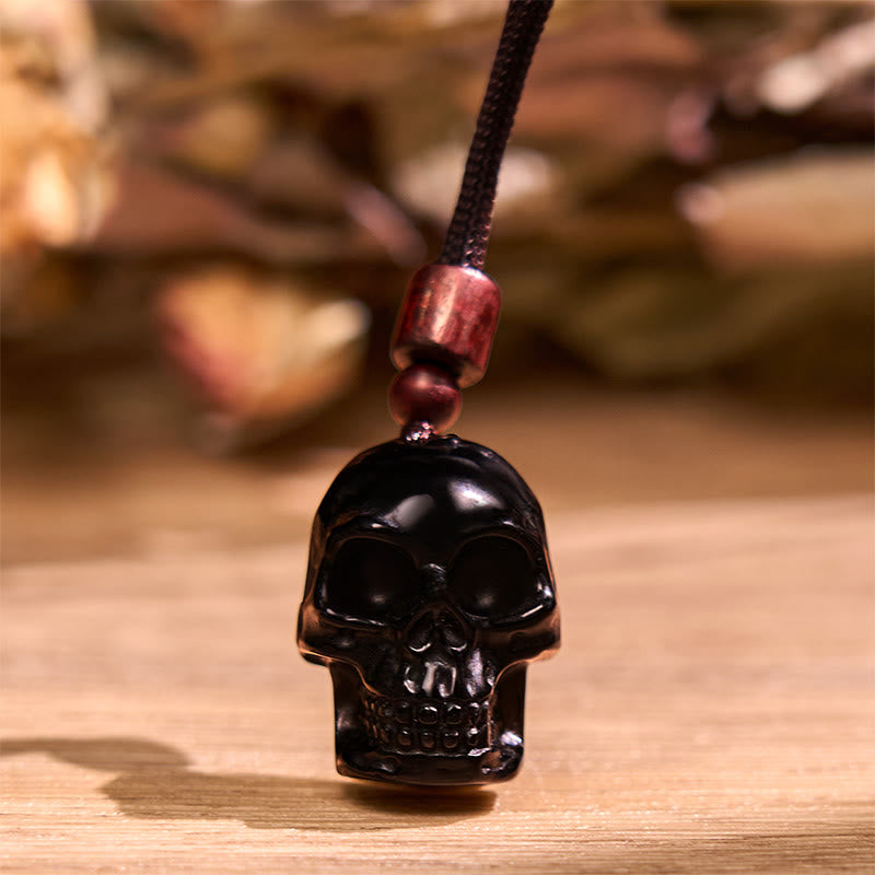 Black Obsidian String Skeleton Fulfilment Necklace Pendant