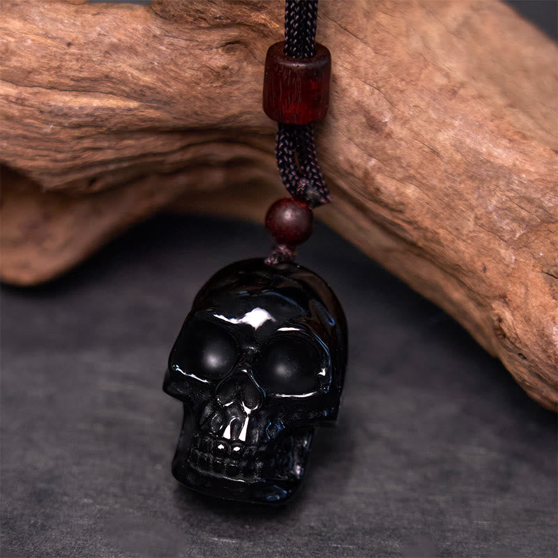Black Obsidian String Skeleton Fulfilment Necklace Pendant