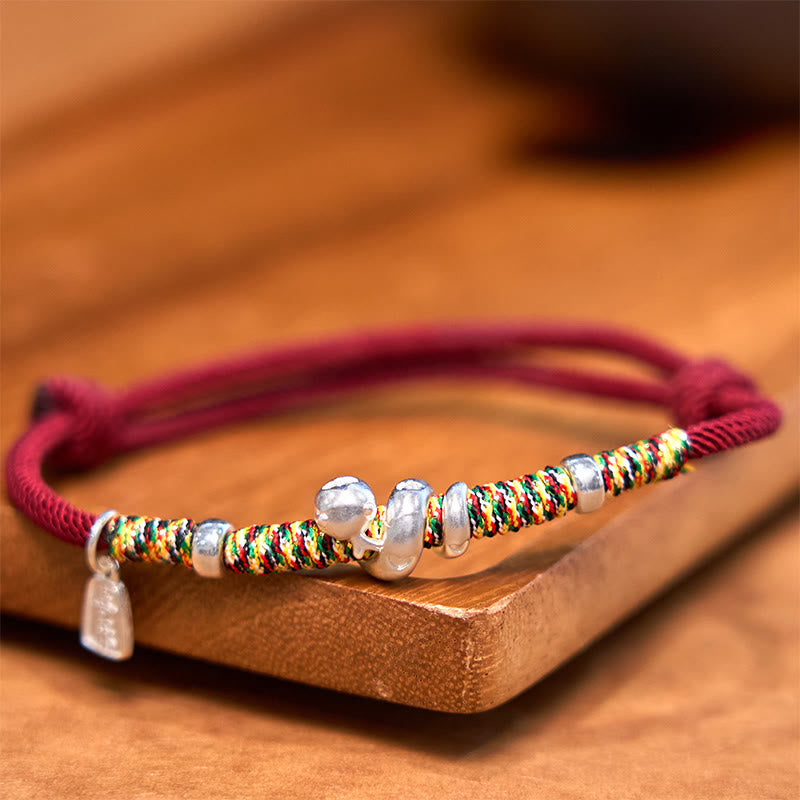 999 Sterling Silver Year Of Snake Red String Happiness Protection Braided Bracelet