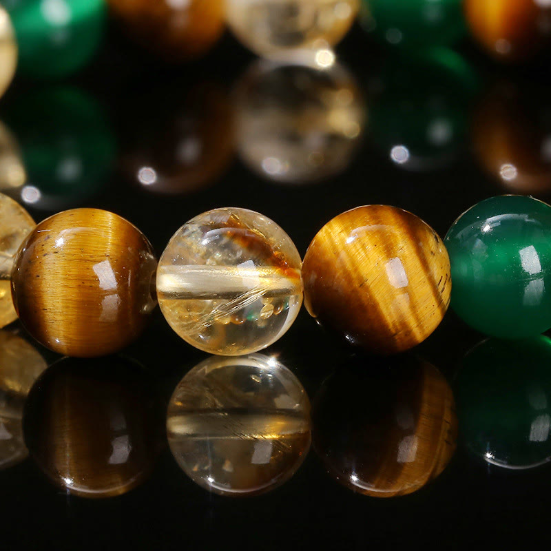 Natural Tiger Eye Green Agate Citrine Mix And Match Beads Protection Bracelet
