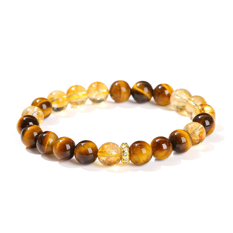 Natural Tiger Eye Citrine Beads Strength Bracelet