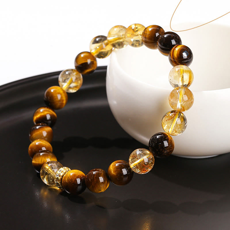 Natural Tiger Eye Citrine Beads Strength Bracelet