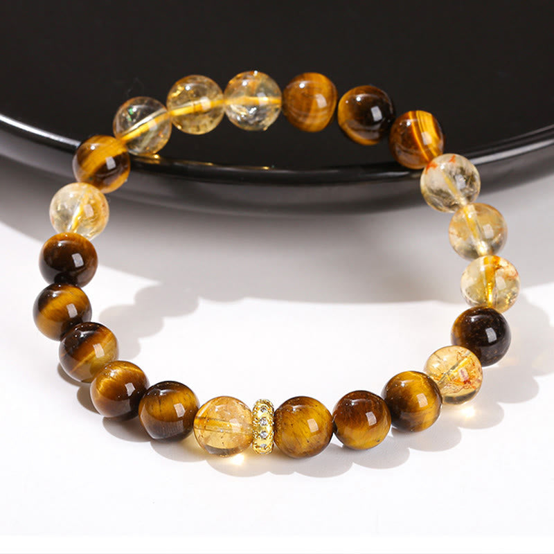 Natural Tiger Eye Citrine Beads Strength Bracelet