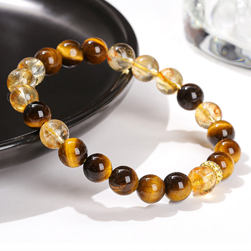 Natural Tiger Eye Citrine Beads Strength Bracelet