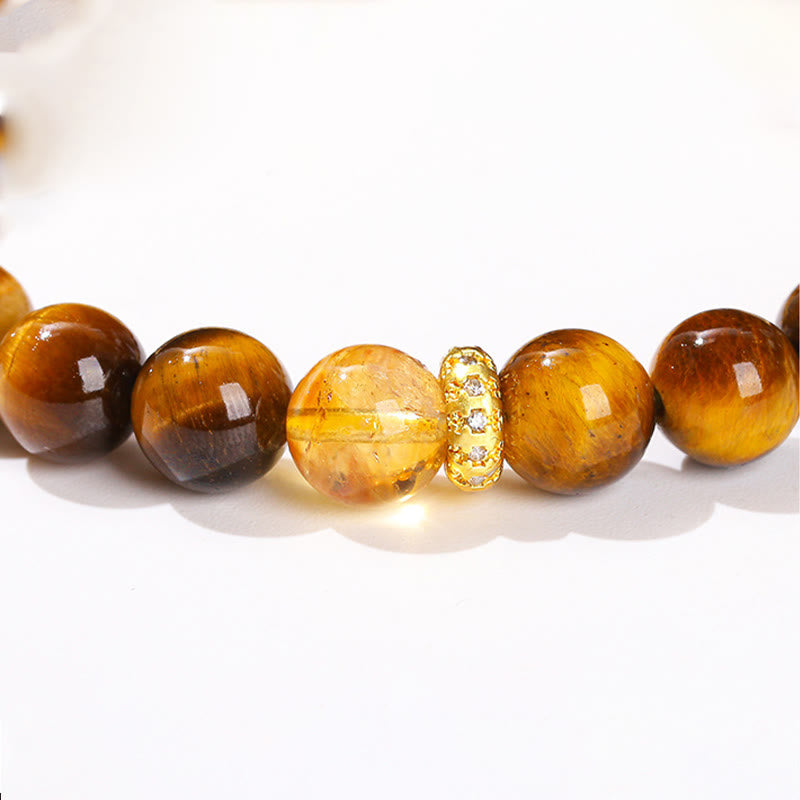 Natural Tiger Eye Citrine Beads Strength Bracelet