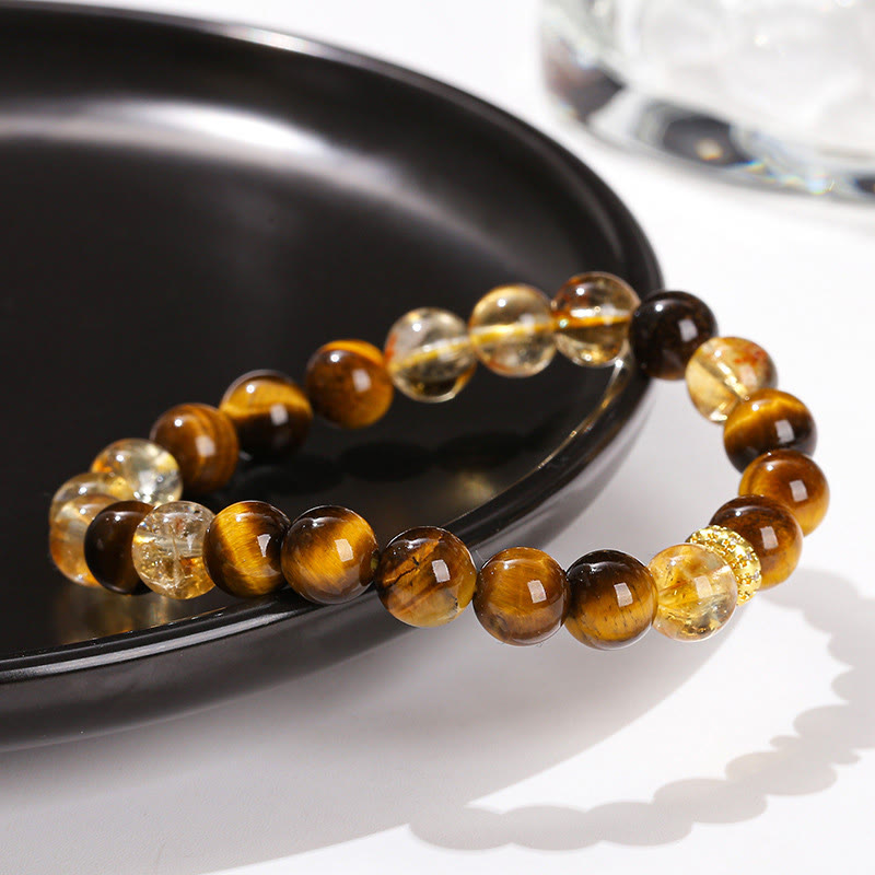 Natural Tiger Eye Citrine Beads Strength Bracelet